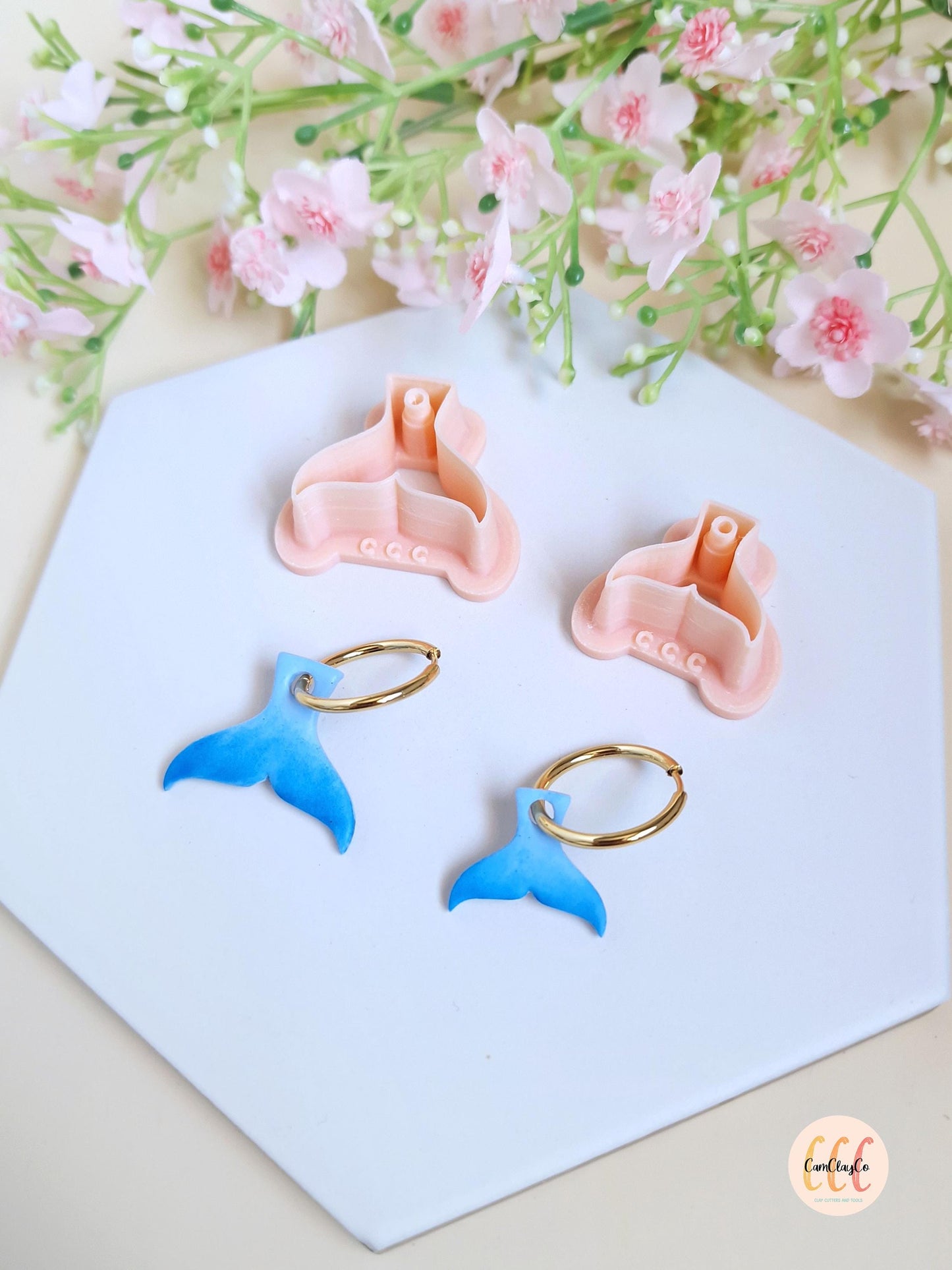 Emporte-pièces 3D forme de queues de baleine pour la fabrication de bijoux en argile polymère, créoles interchangeables, pampilles