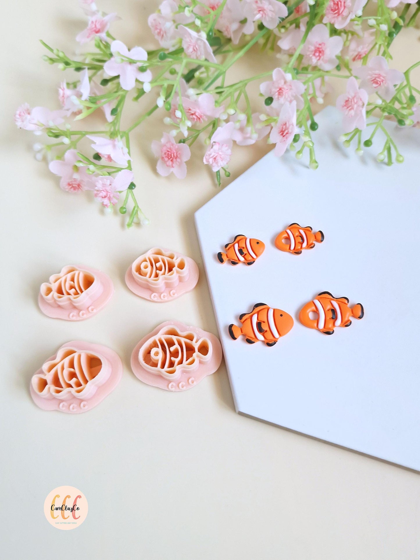 Emporte-pièces 3D forme de poissons clowns pour la fabrication de bijoux en argile polymère, créoles interchangeables, pampilles