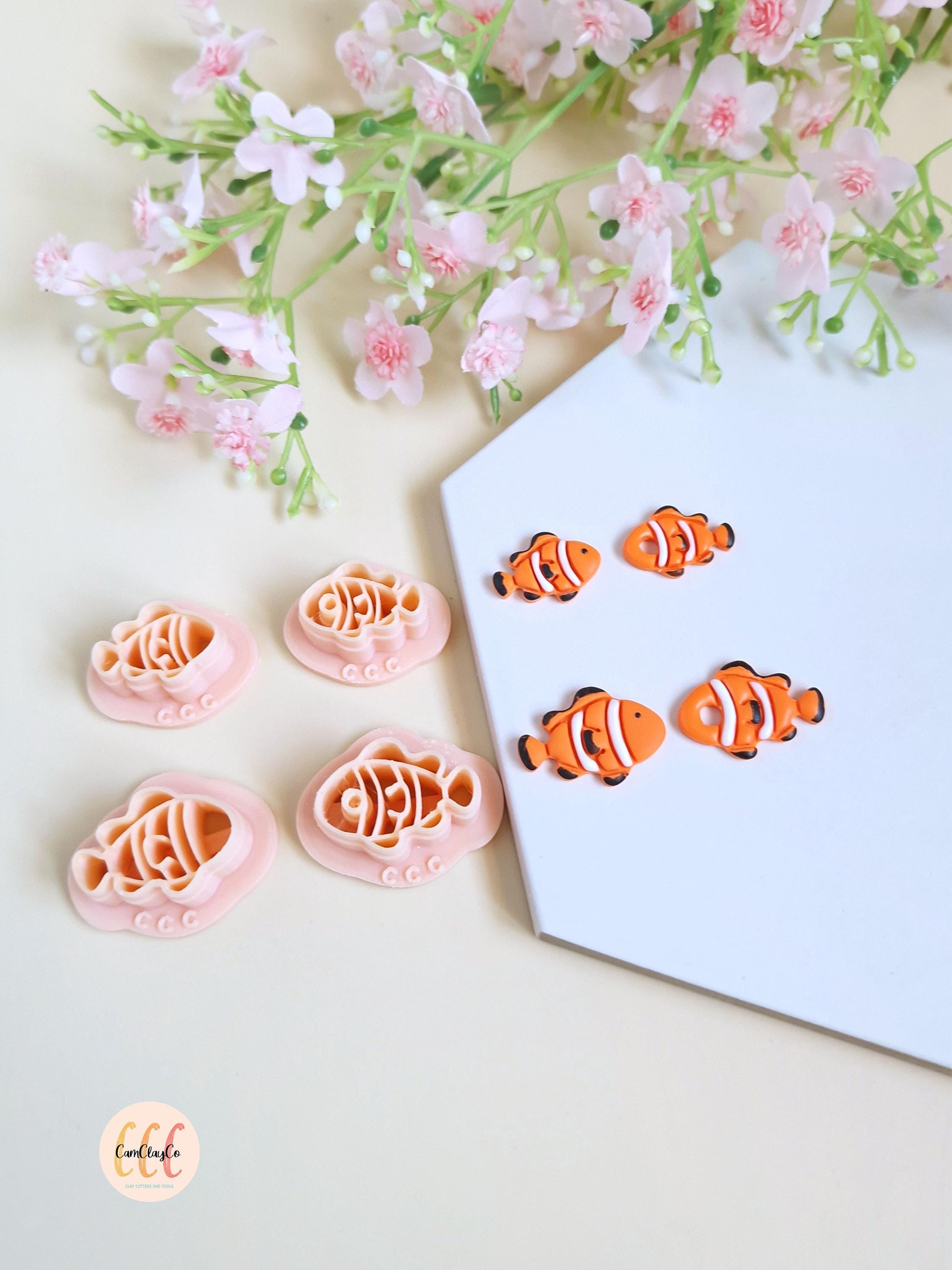 Emporte-pièces 3D forme de poissons clowns pour la fabrication de bijoux en argile polymère, créoles interchangeables, pampilles