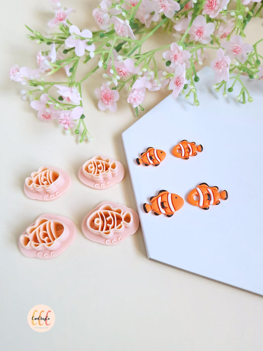 Emporte-pièces 3D forme de poissons clowns pour la fabrication de bijoux en argile polymère, créoles interchangeables, pampilles