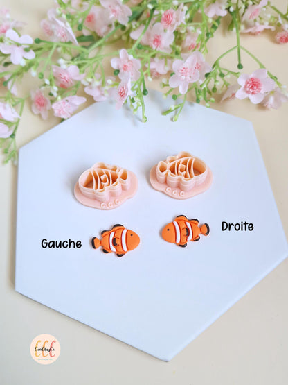 Emporte-pièces 3D forme de poissons clowns pour la fabrication de bijoux en argile polymère, créoles interchangeables, pampilles