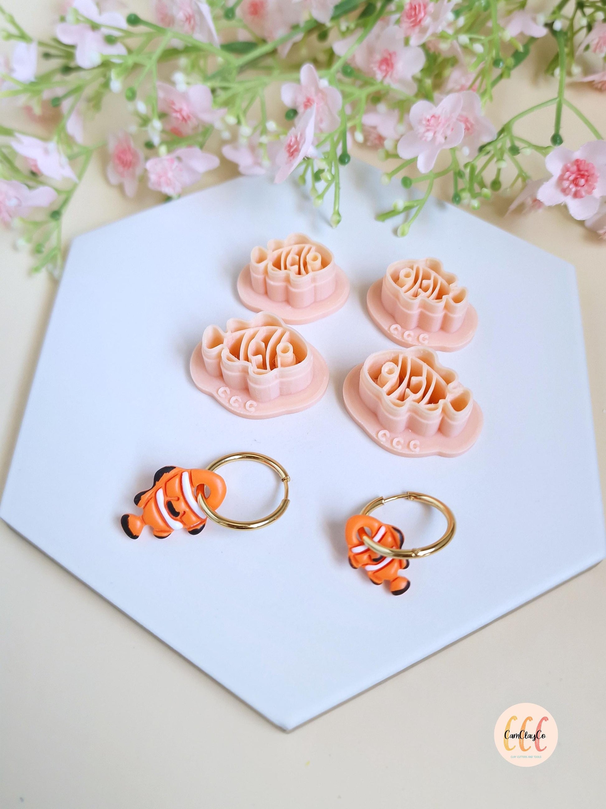 Emporte-pièces 3D forme de poissons clowns pour la fabrication de bijoux en argile polymère, créoles interchangeables, pampilles