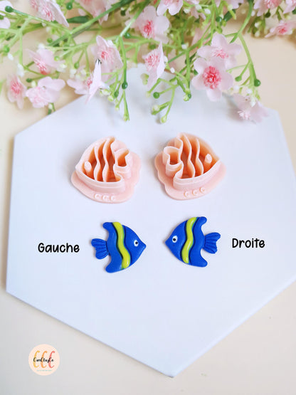Emporte-pièces 3D forme de poissons pour la fabrication de bijoux en argile polymère, créoles interchangeables, pampilles