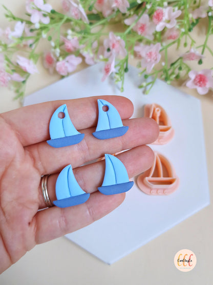 Emporte-pièce 3D forme de bateau voilier pour la fabrication de bijoux en argile polymère, créoles interchangeables, pampilles