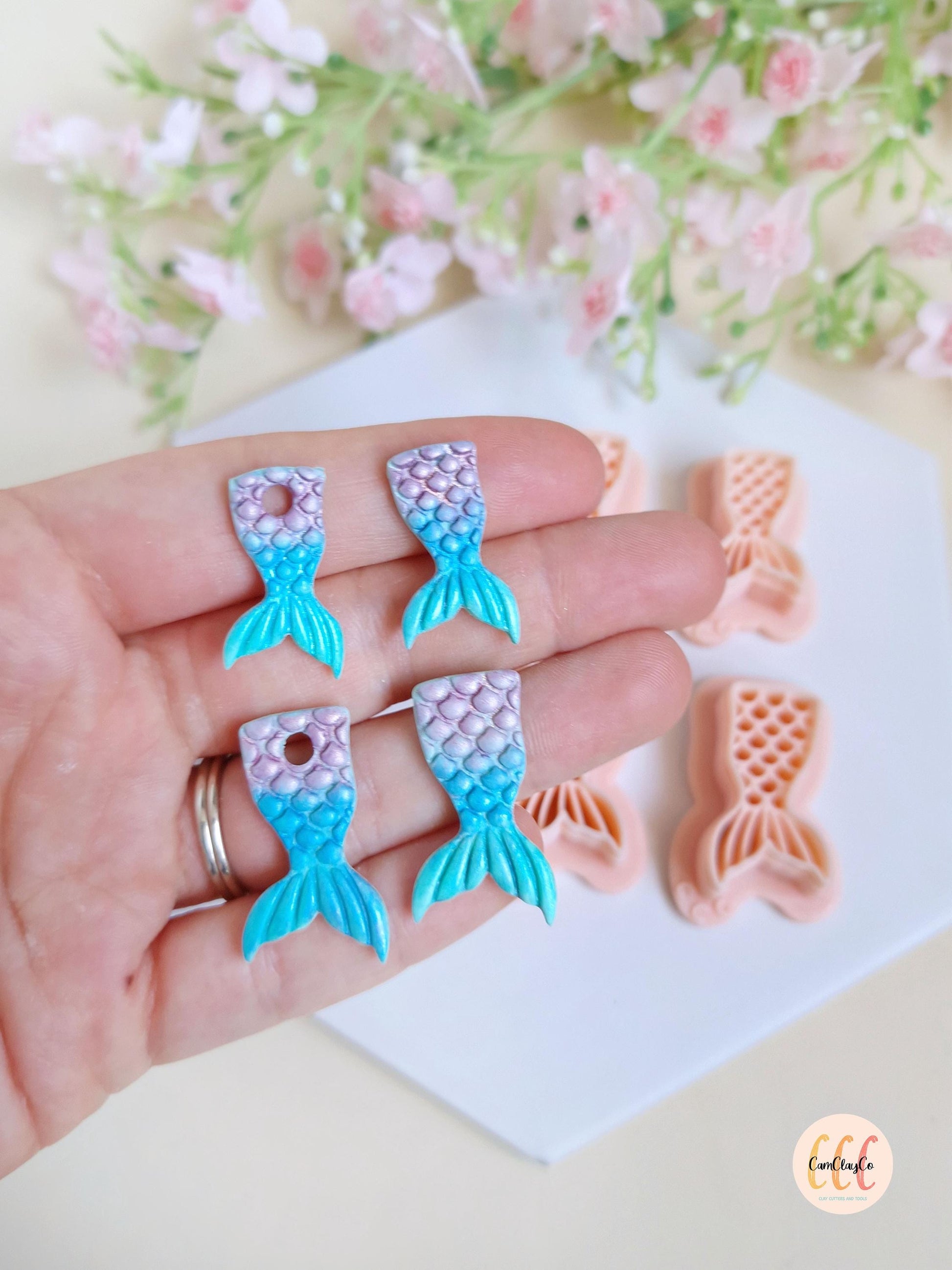 Emporte-pièces 3D forme de queues de sirène pour la fabrication de bijoux en argile polymère, créoles interchangeables, pampilles