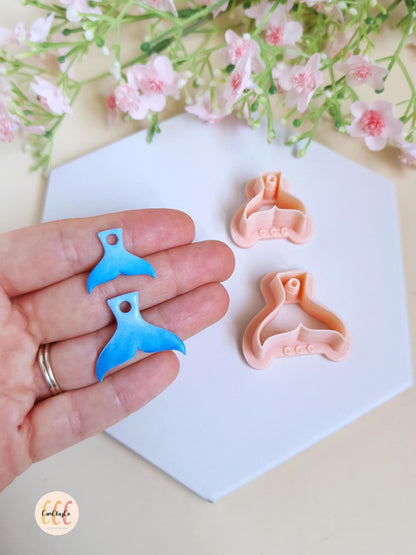 Emporte-pièces 3D forme de queues de baleine pour la fabrication de bijoux en argile polymère, créoles interchangeables, pampilles