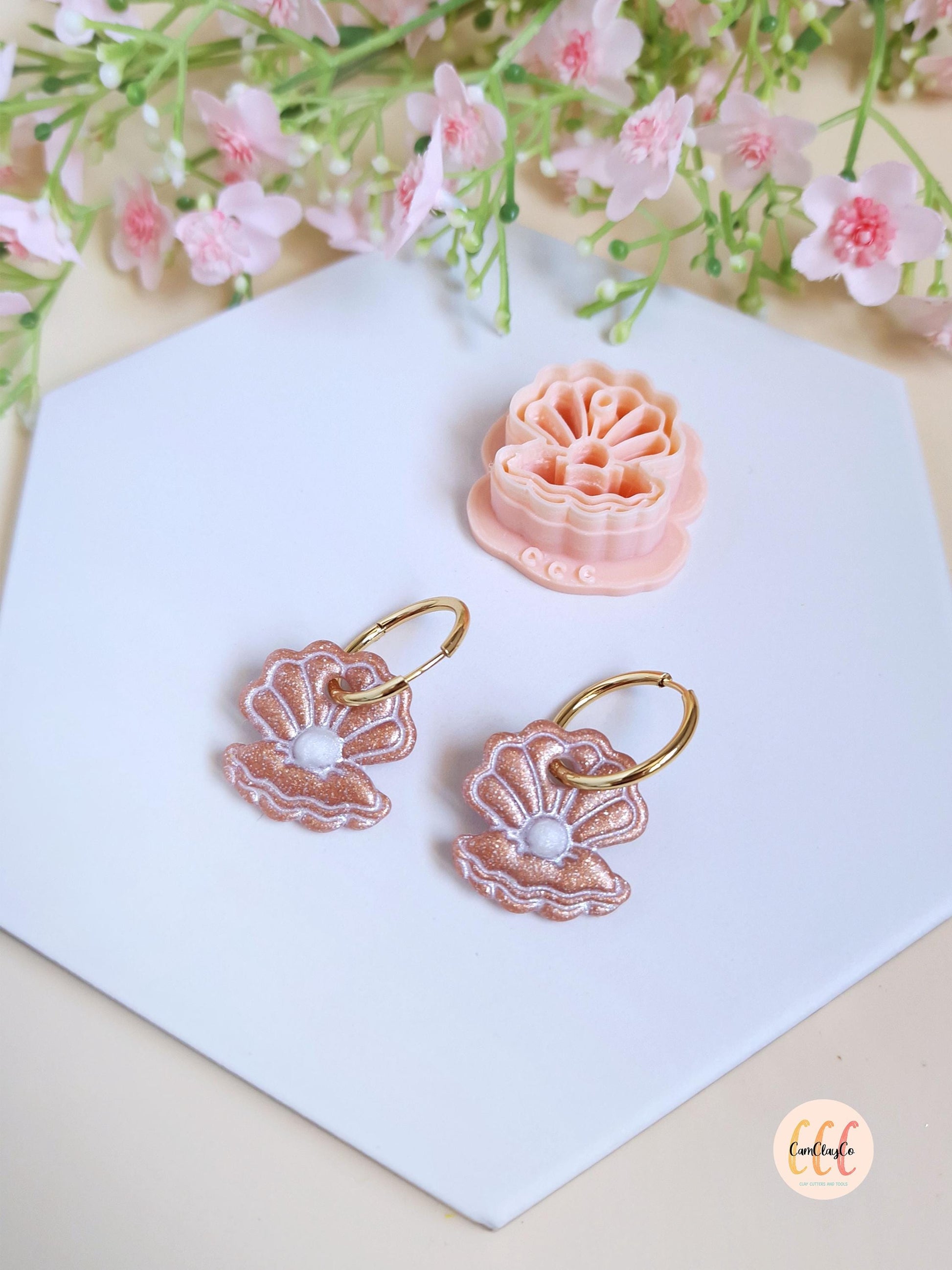 Emporte-pièce 3D forme de coquillage avec perle pour la fabrication de bijoux en argile polymère, créoles interchangeables, pampilles