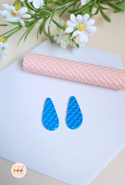 Rouleau texture 3D effet écailles de poisson pour la fabrication de bijoux en argile polymère