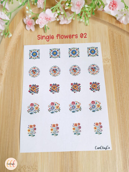 Feuille de transfert soluble à l'eau - Single flowers