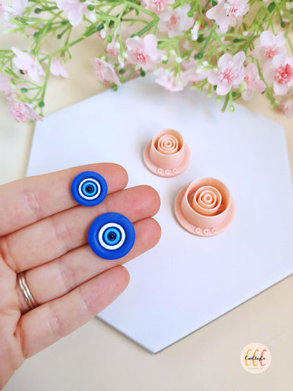 Emporte-pièces 3D en forme de mauvais œil, evil eye, pour la fabrication de bijoux en argile polymère, pampilles créoles interchangeables