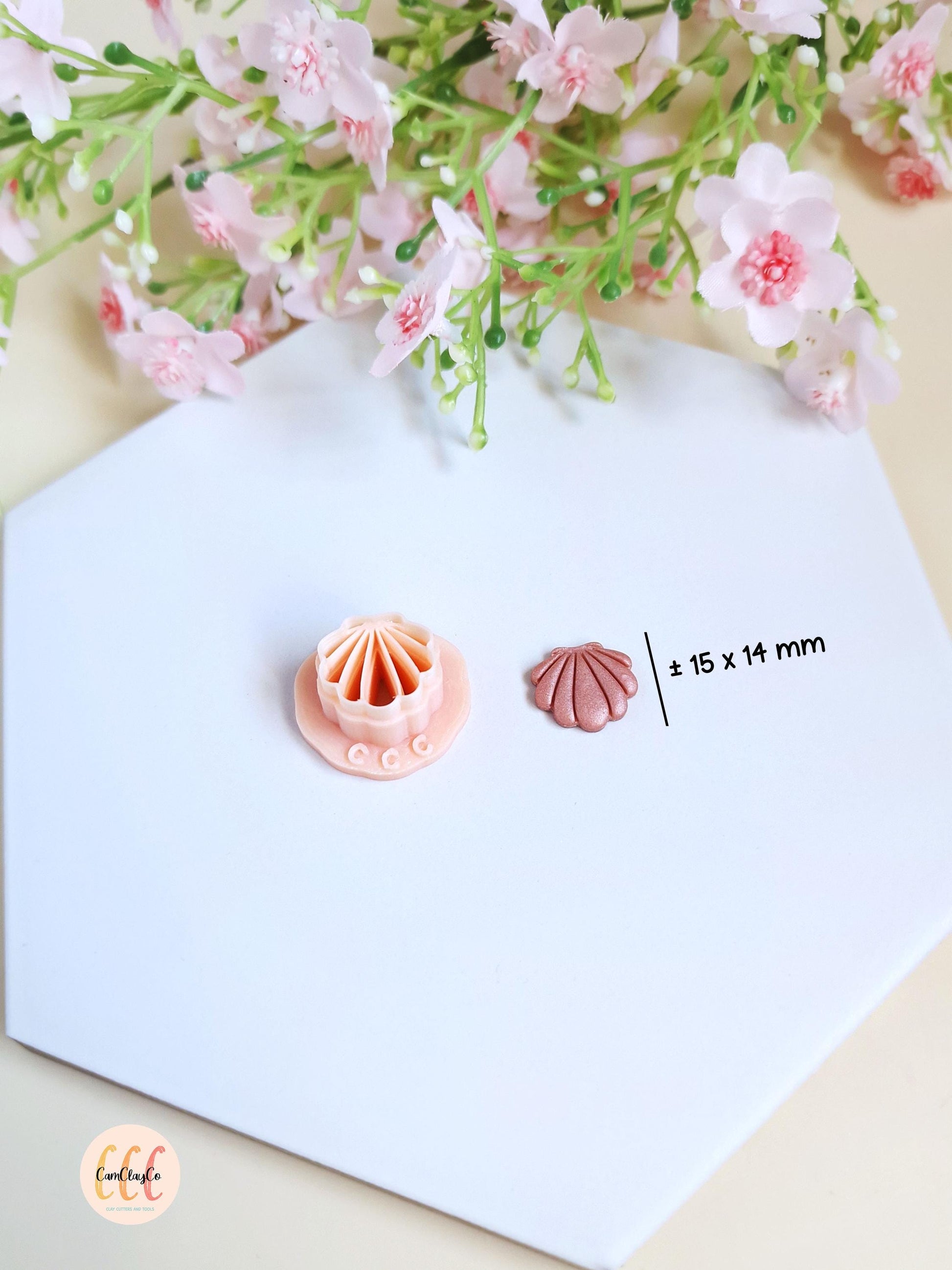 Emporte-pièce 3D en forme de petit coquillage de 15 mm pour la fabrication de bijoux en argile polymère