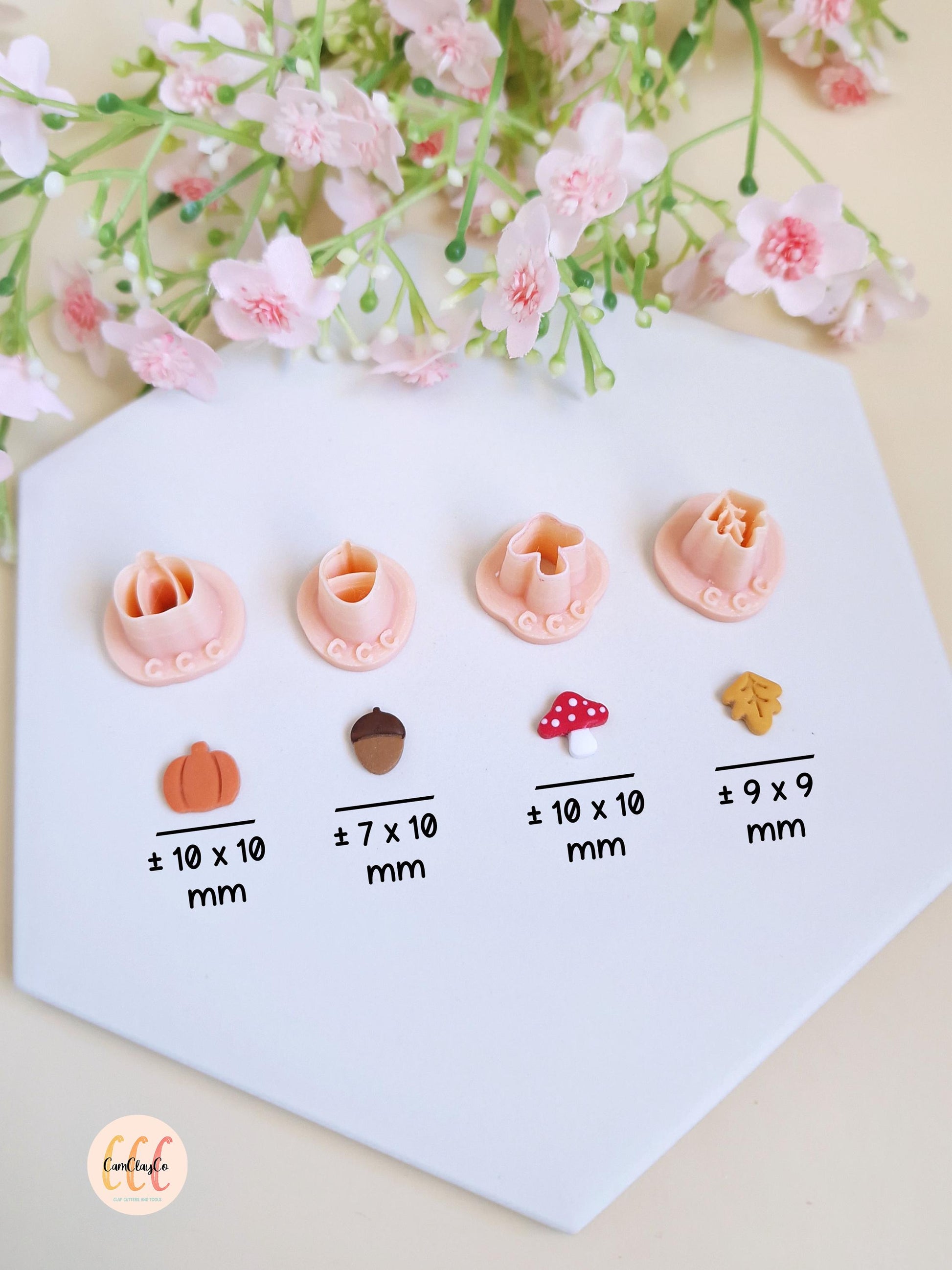 Emporte-pièces 3D en forme de minis citrouille, feuille, gland et champignon pour la fabrication de bijoux en argile polymère