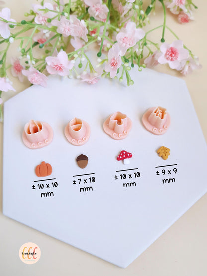 Emporte-pièces 3D en forme de minis citrouille, feuille, gland et champignon pour la fabrication de bijoux en argile polymère