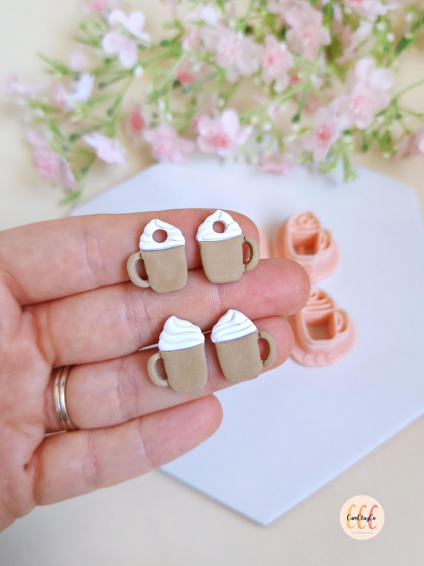 Emporte-pièces en forme de tasses à café avec crème pour la fabrication de bijoux en argile polymère, créoles interchangeables, pampilles