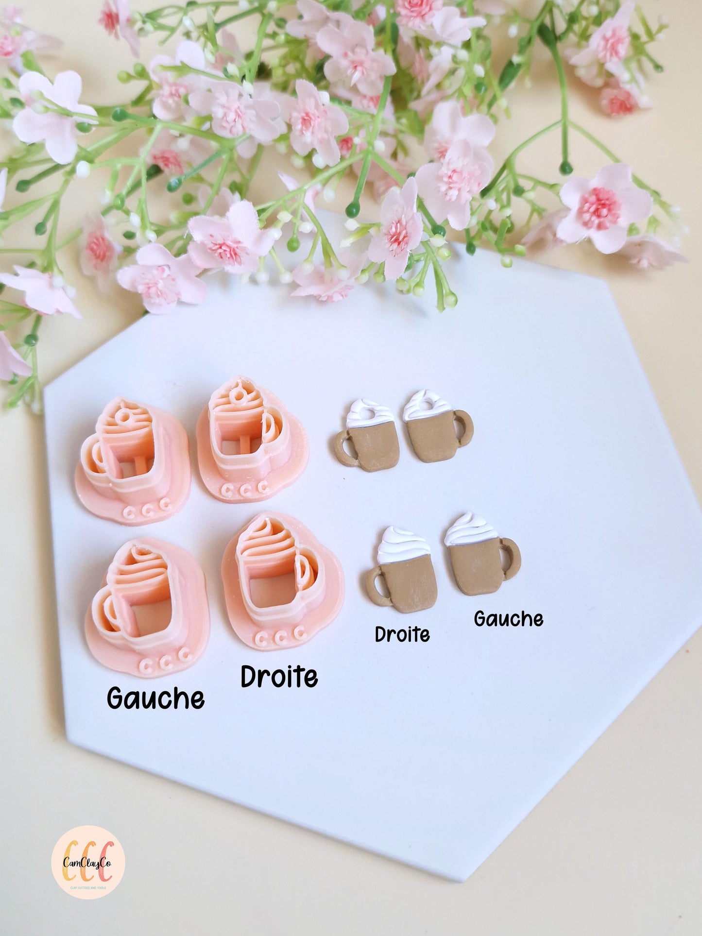 Emporte-pièces en forme de tasses à café avec crème pour la fabrication de bijoux en argile polymère, créoles interchangeables, pampilles