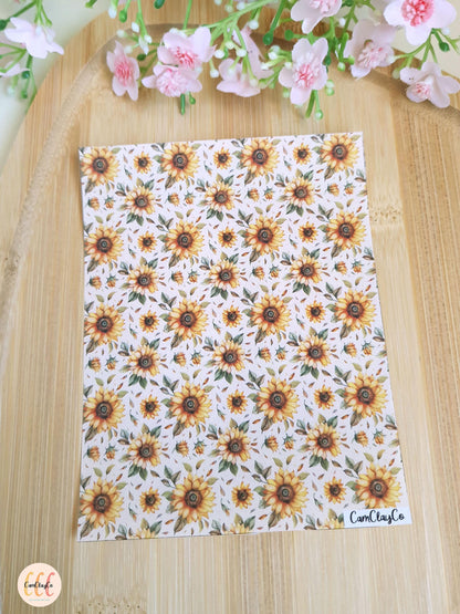 Feuille de transfert soluble à l'eau pour la fabrication de bijoux en argile polymère - Tournesols automne 01