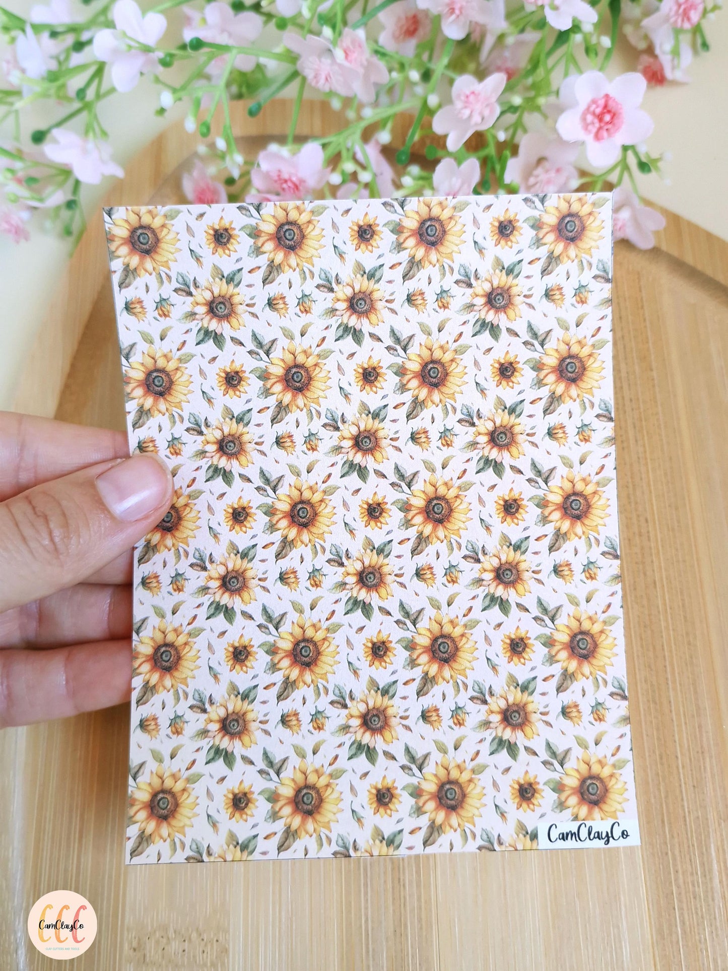 Feuille de transfert soluble à l'eau pour la fabrication de bijoux en argile polymère - Tournesols automne 01