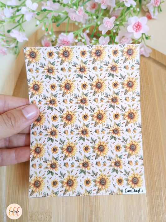 Feuille de transfert soluble à l'eau pour la fabrication de bijoux en argile polymère - Tournesols automne 01