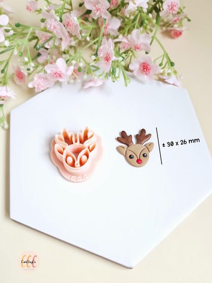 Emporte-pièce 3D en forme de tête de renne pour la fabrication de bijoux en argile polymère