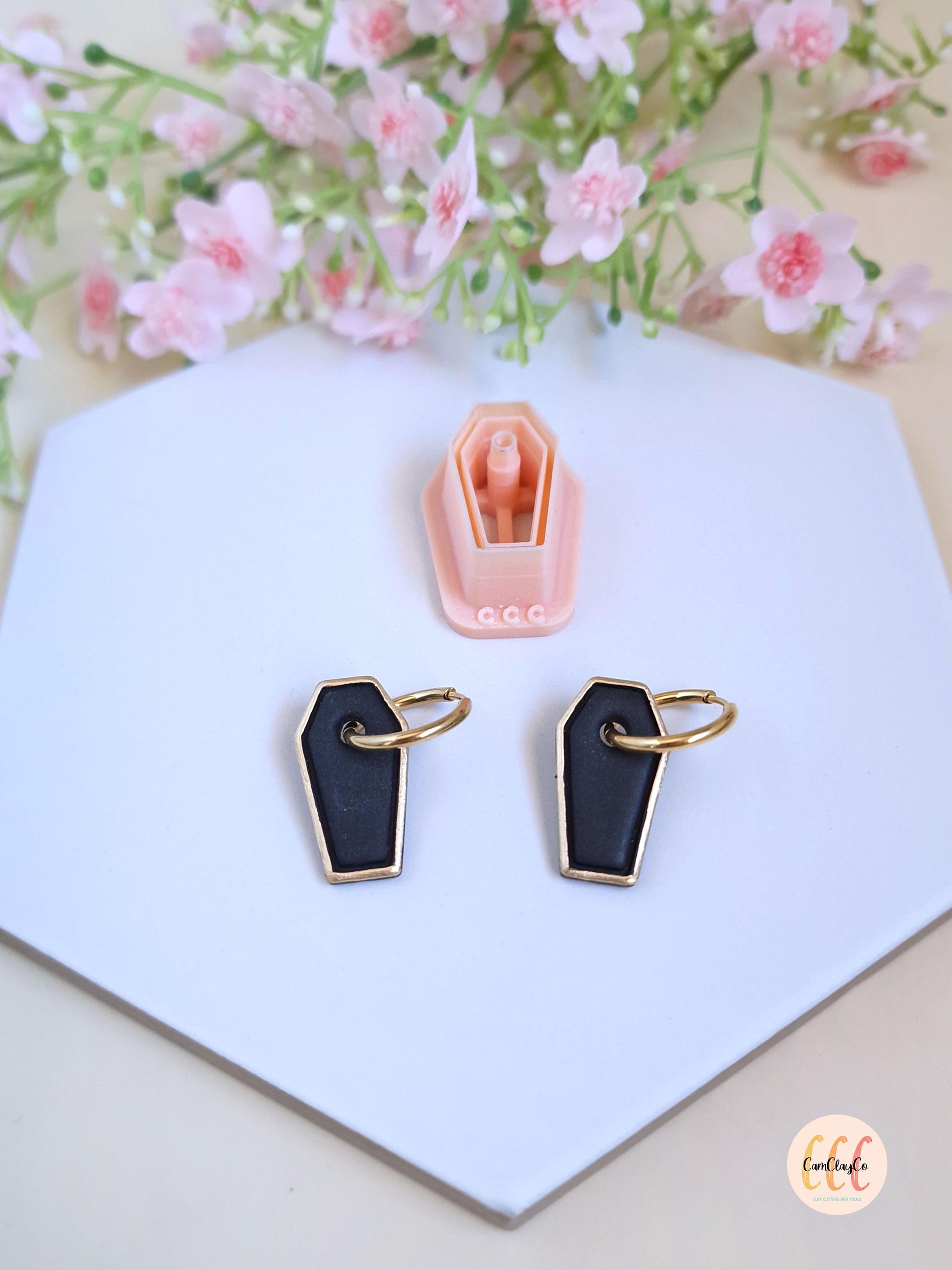 Emporte-pièce 3D en forme de cercueil, Halloween pour la fabrication de bijoux en argile polymère