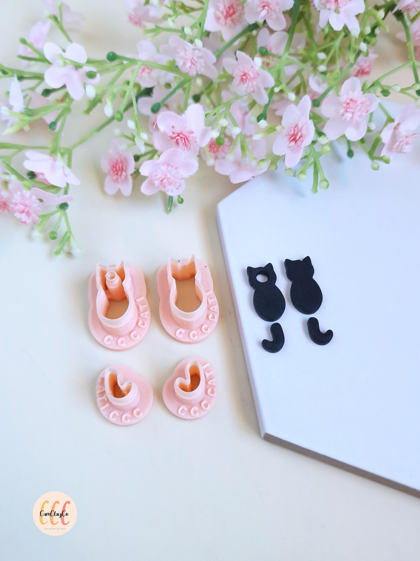 Emporte-pièce 3D en forme de chat avec queue pour la fabrication de bijoux en argile polymère, pampilles créoles interchangeables