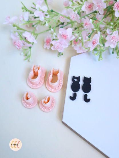 Emporte-pièce 3D en forme de chat avec queue pour la fabrication de bijoux en argile polymère, pampilles créoles interchangeables