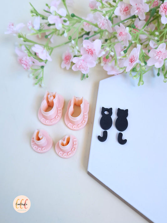 Emporte-pièce 3D en forme de chat avec queue pour la fabrication de bijoux en argile polymère, pampilles créoles interchangeables