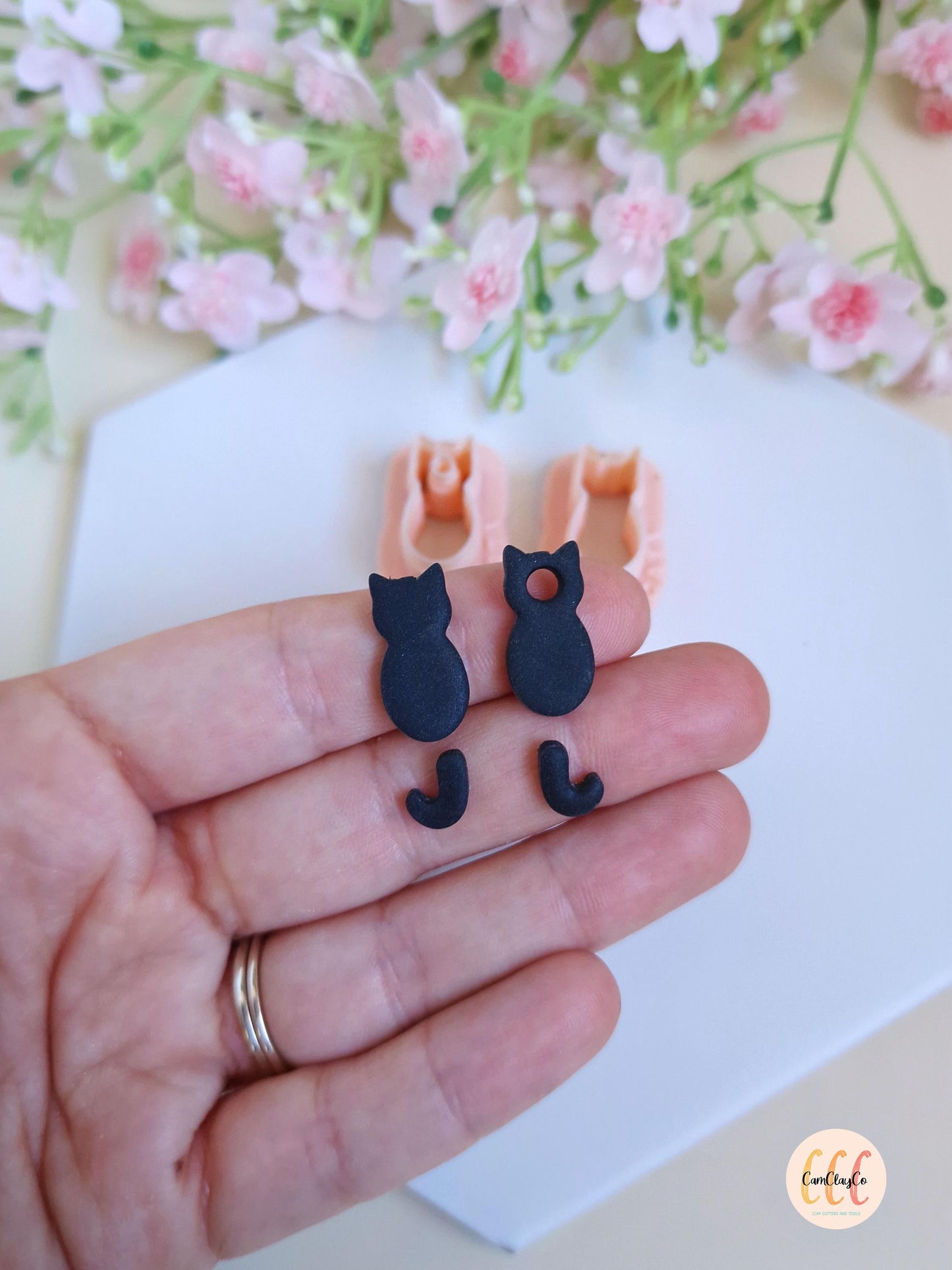 Emporte-pièce 3D en forme de chat avec queue pour la fabrication de bijoux en argile polymère, pampilles créoles interchangeables