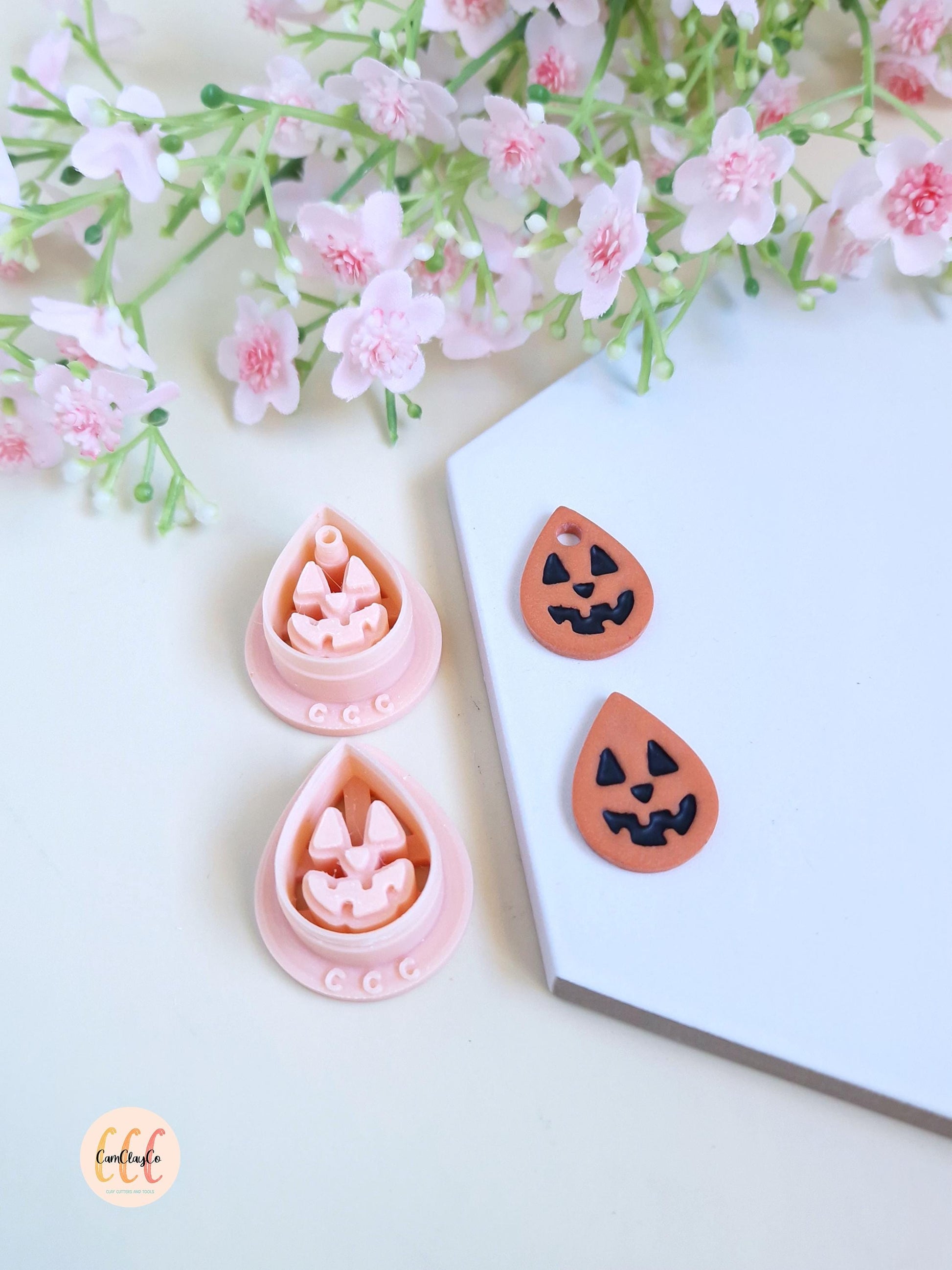 Emporte-pièces Halloween en forme de goutte citrouille pour la fabrication de bijoux en argile polymère, pampilles créoles interchangeables