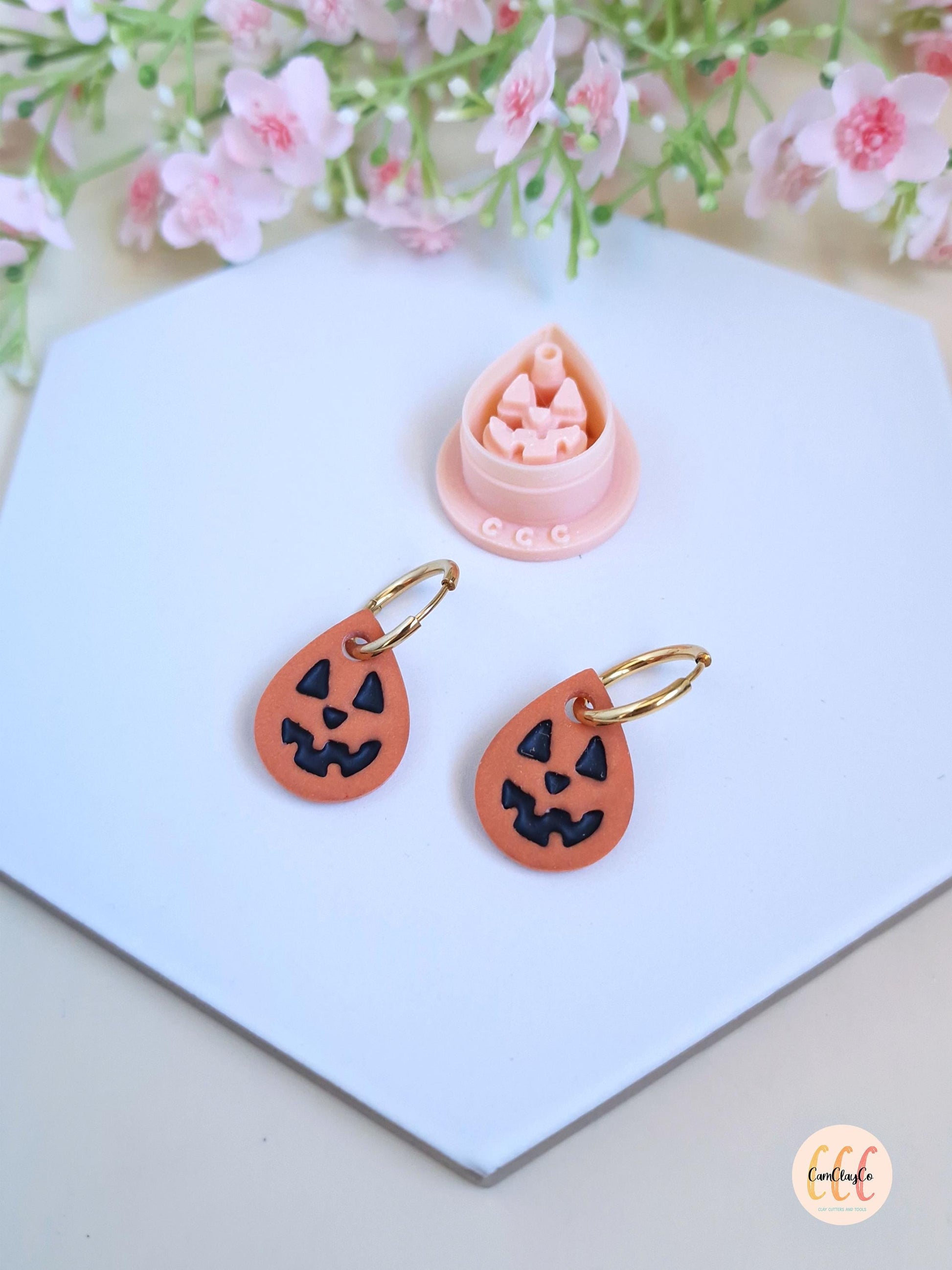 Emporte-pièces Halloween en forme de goutte citrouille pour la fabrication de bijoux en argile polymère, pampilles créoles interchangeables