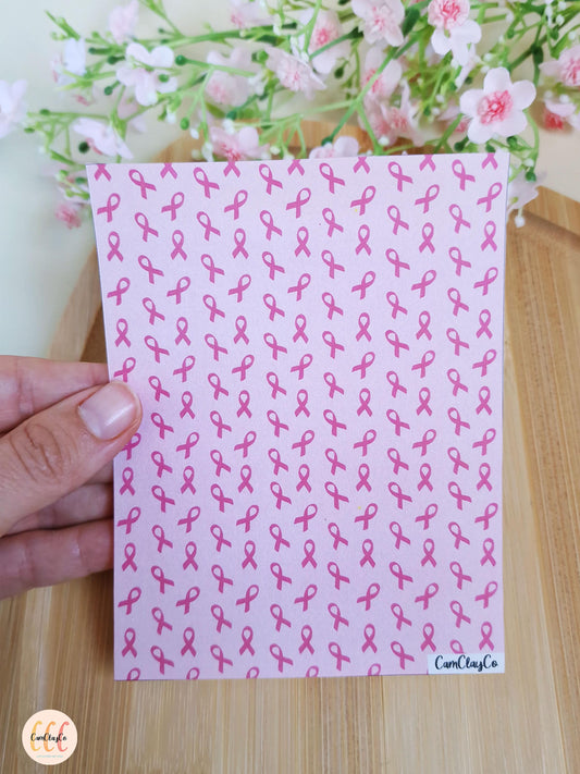 Feuille de transfert soluble à l'eau pour la fabrication de bijoux en argile polymère - Octobre rose 01