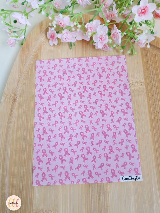 Feuille de transfert soluble à l'eau pour la fabrication de bijoux en argile polymère - Octobre rose 03