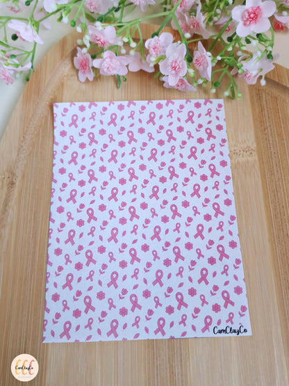 Feuille de transfert soluble à l'eau pour la fabrication de bijoux en argile polymère - Octobre rose 06