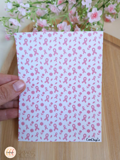 Feuille de transfert soluble à l'eau pour la fabrication de bijoux en argile polymère - Octobre rose 06