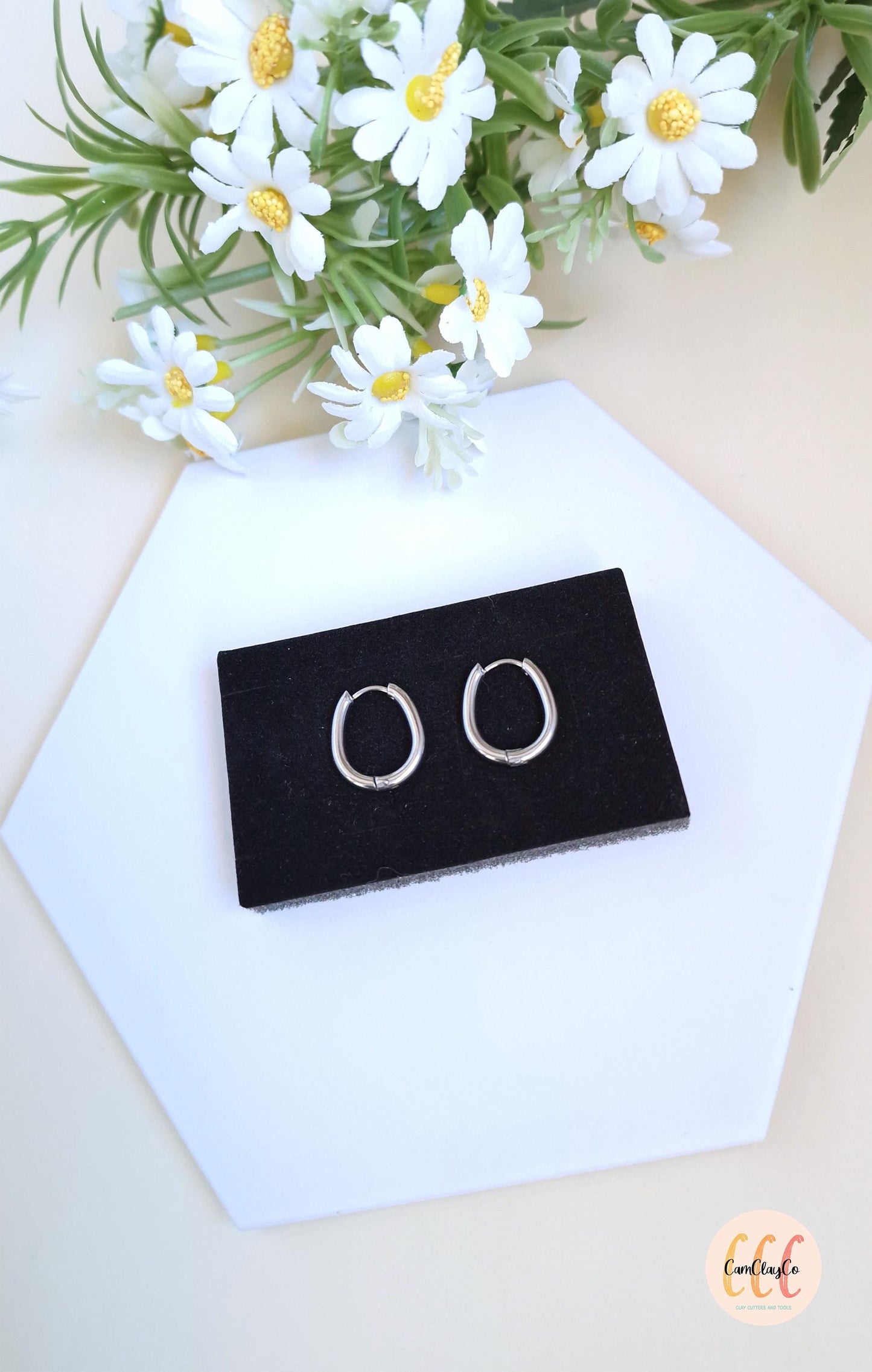 Boucles d'oreilles créoles ovales petits œufs en acier inoxydable pour la fabrication de bijoux, doré et argenté - 2 pièces