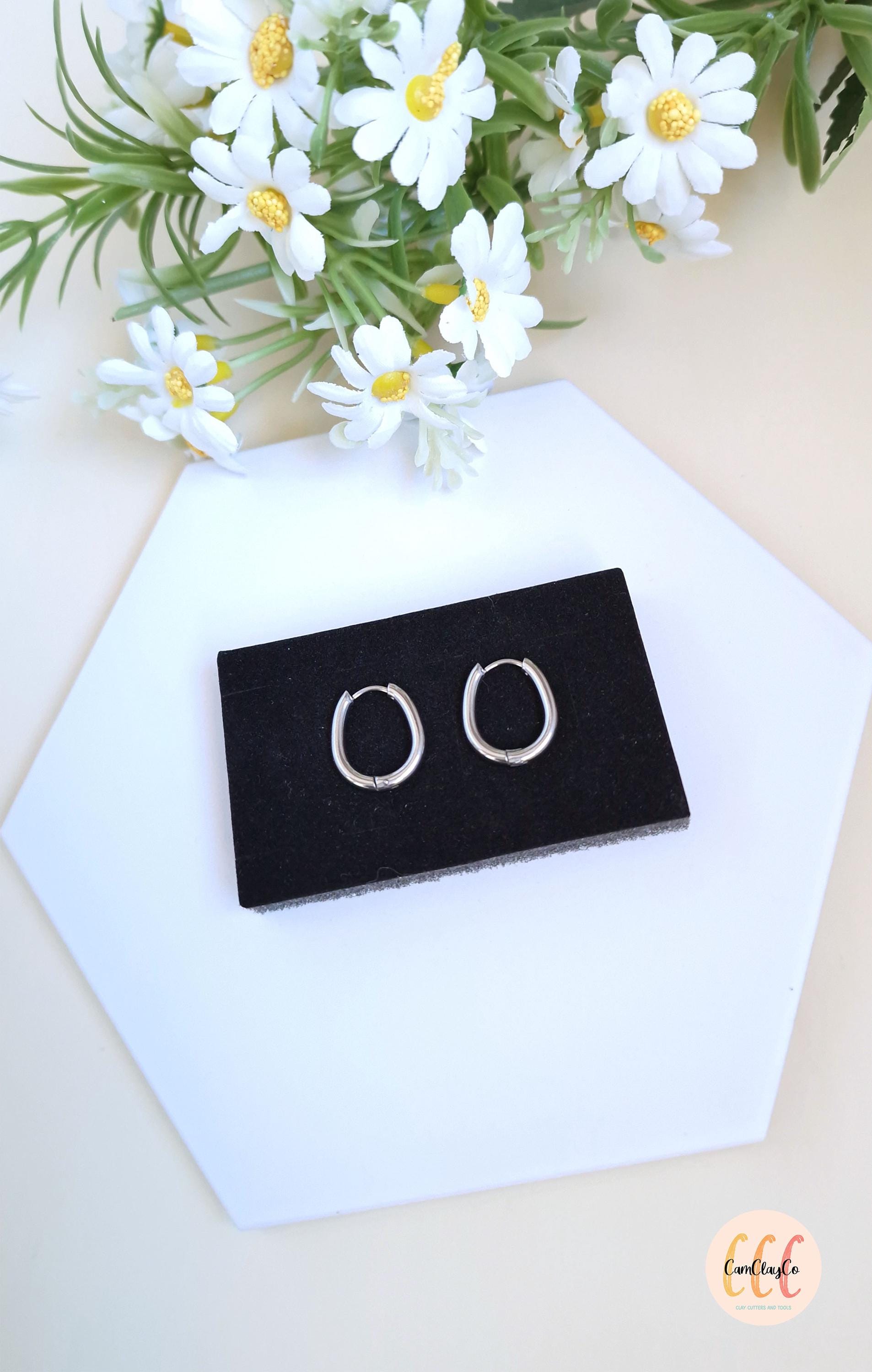 Boucles d'oreilles créoles ovales petits œufs en acier inoxydable pour la fabrication de bijoux, doré et argenté - 2 pièces