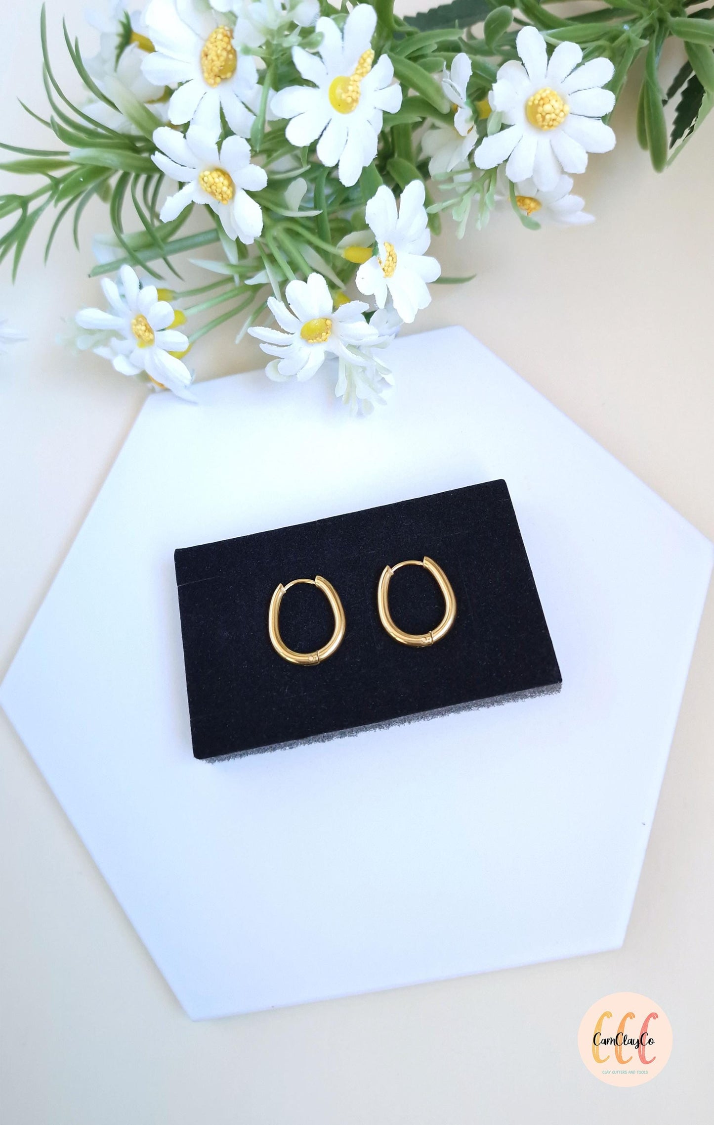 Boucles d'oreilles créoles ovales petits œufs en acier inoxydable pour la fabrication de bijoux, doré et argenté - 2 pièces