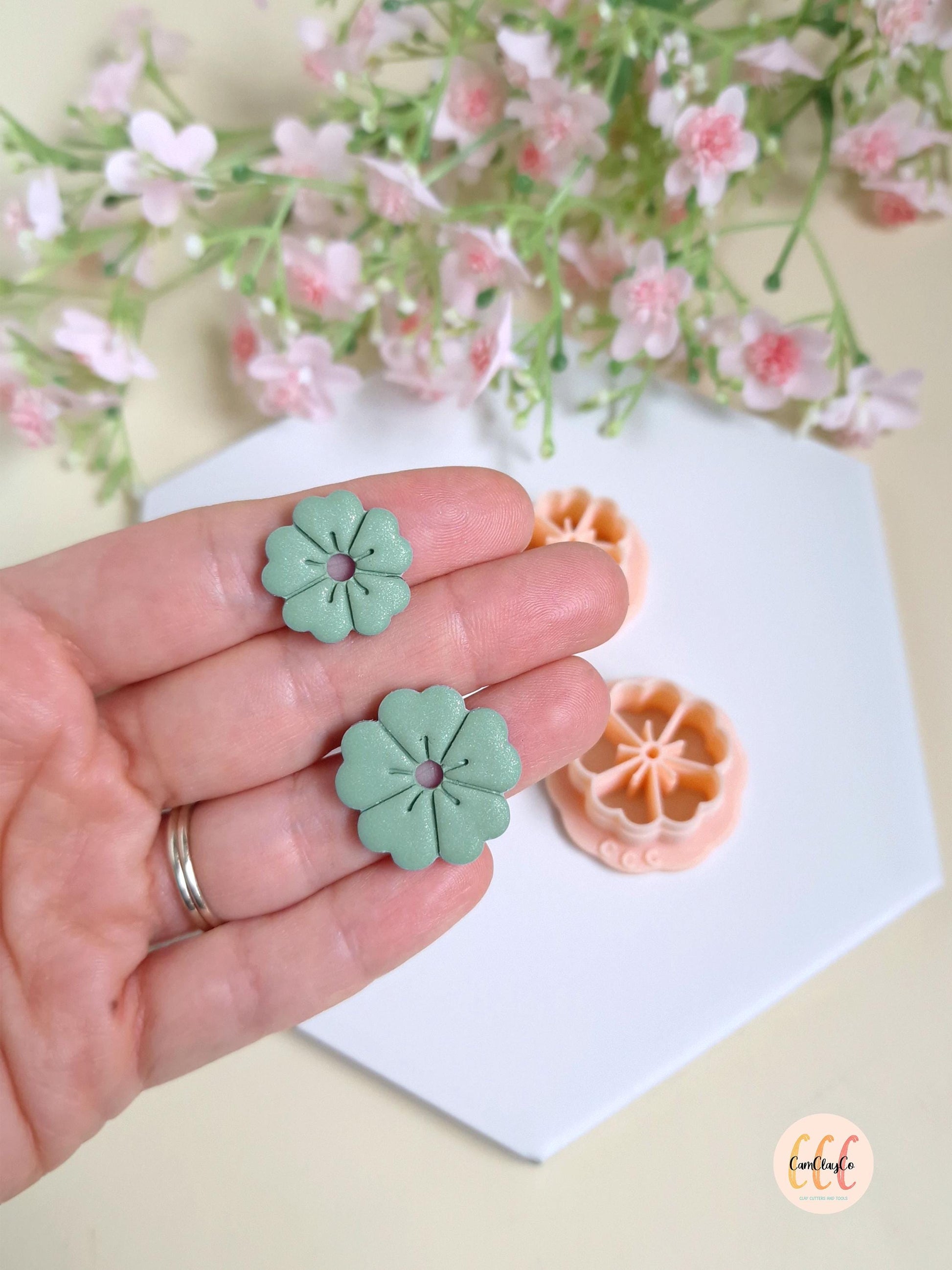 Emporte-pièces 3D fleurs 5 pétales doubles pour la fabrication de bijoux en argile polymère, pampilles pour créoles interchangeables