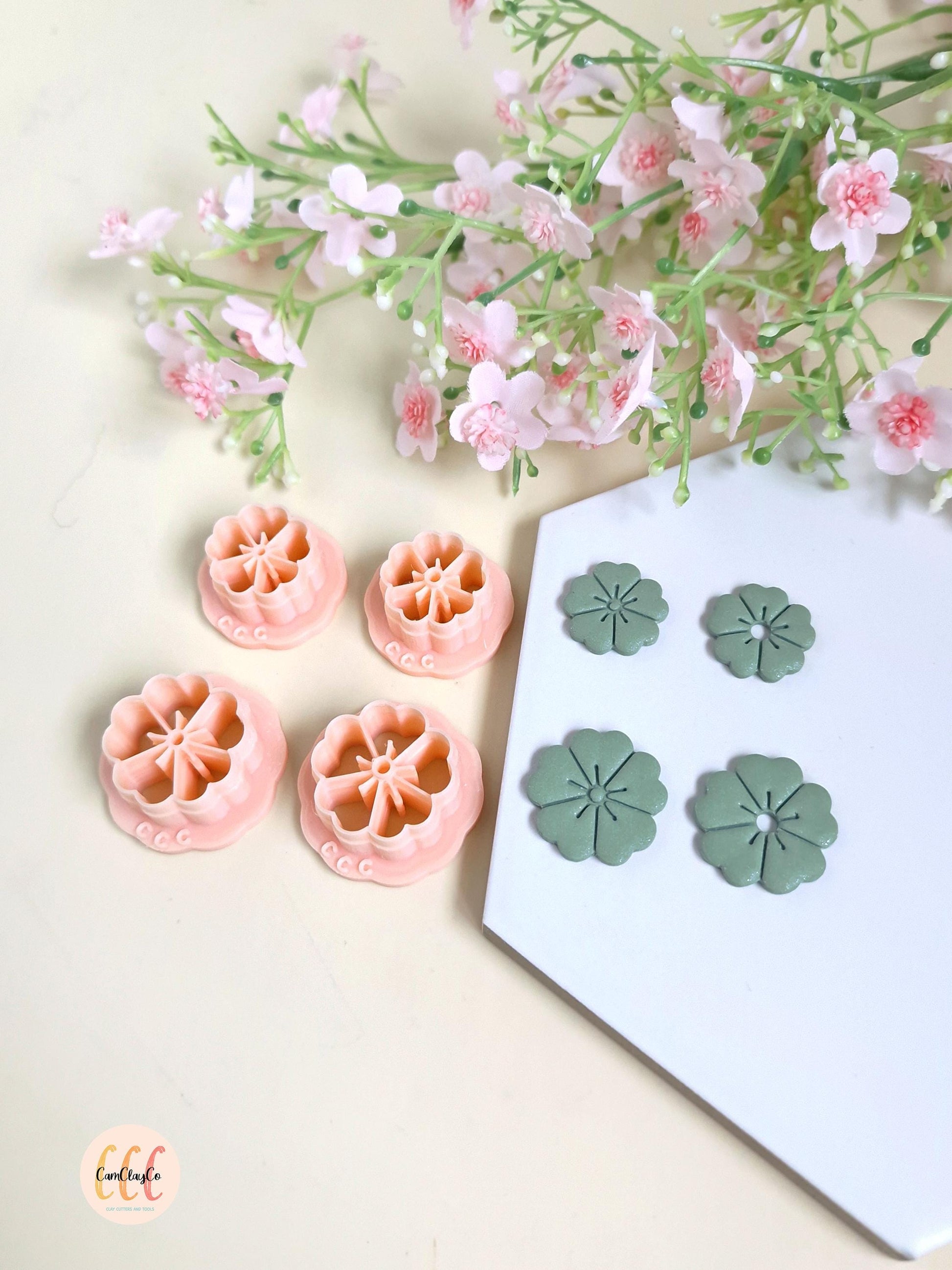 Emporte-pièces 3D fleurs 5 pétales doubles pour la fabrication de bijoux en argile polymère, pampilles pour créoles interchangeables