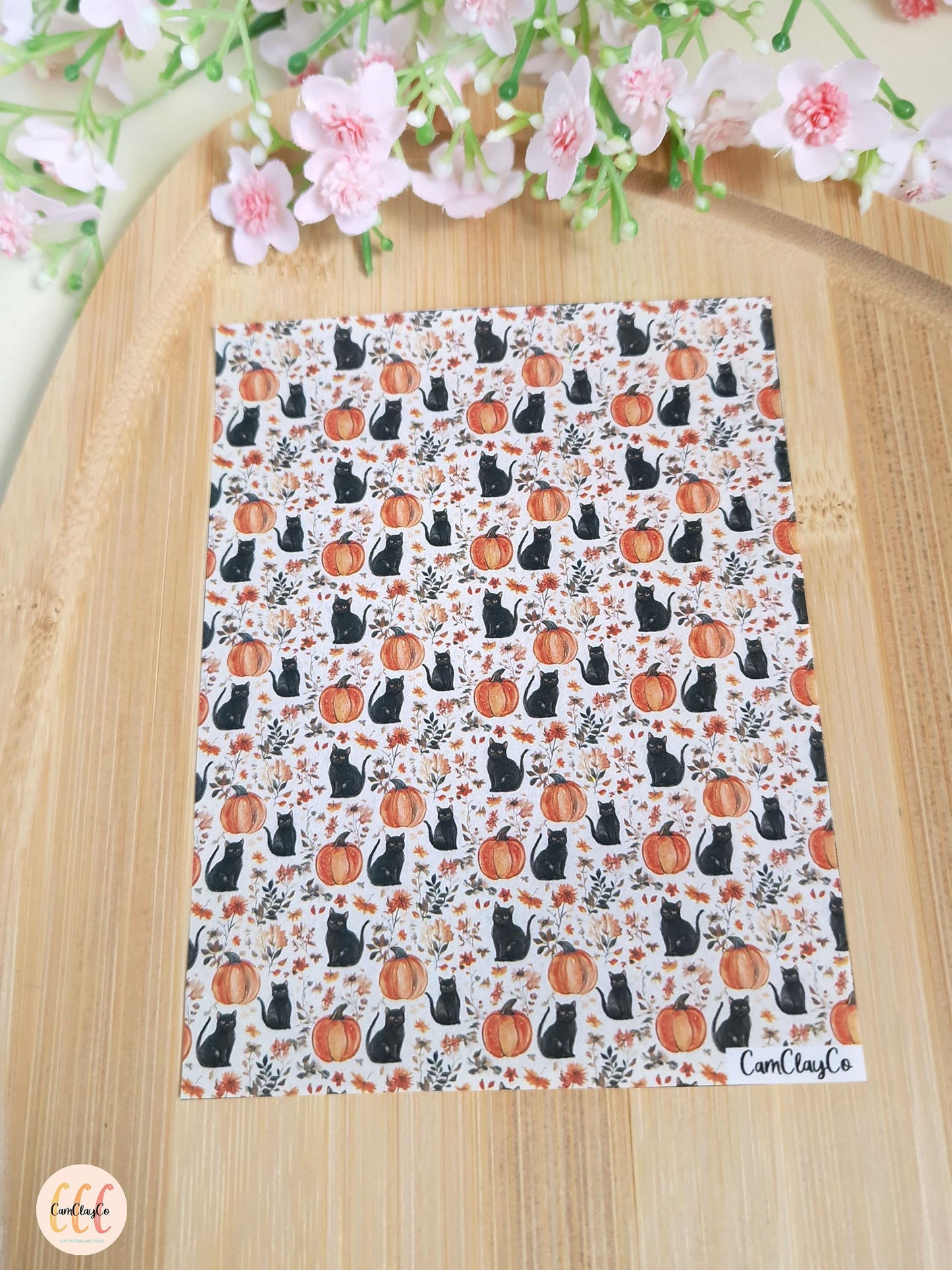 Feuille de transfert soluble à l'eau - Chats et citrouilles