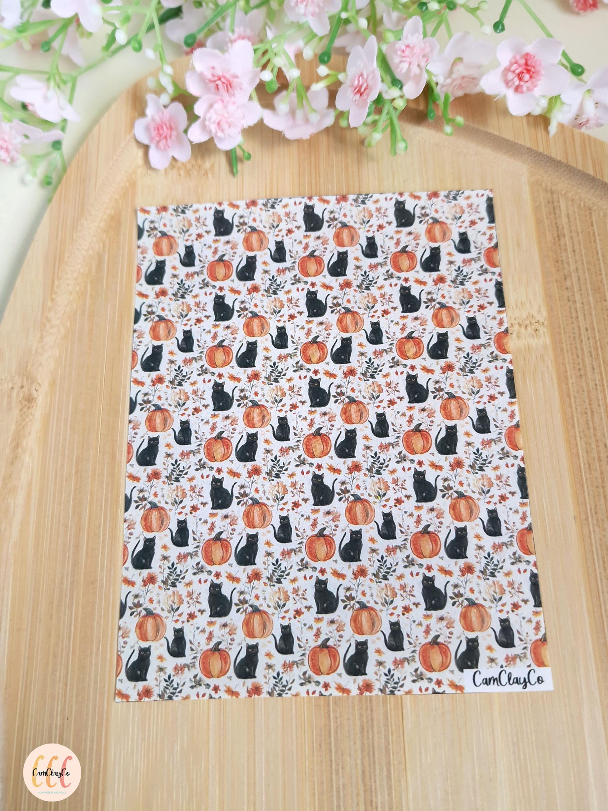 Feuille de transfert soluble à l'eau - Chats et citrouilles