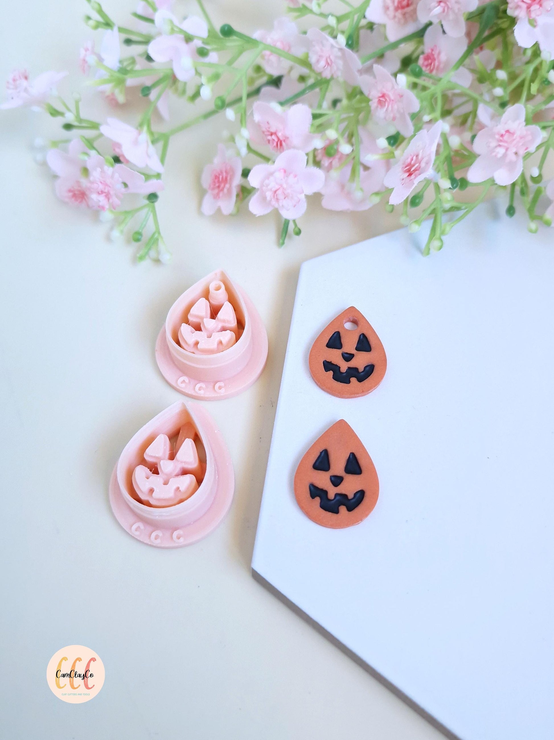 Emporte-pièces Halloween en forme de goutte citrouille pour la fabrication de bijoux en argile polymère, pampilles créoles interchangeables