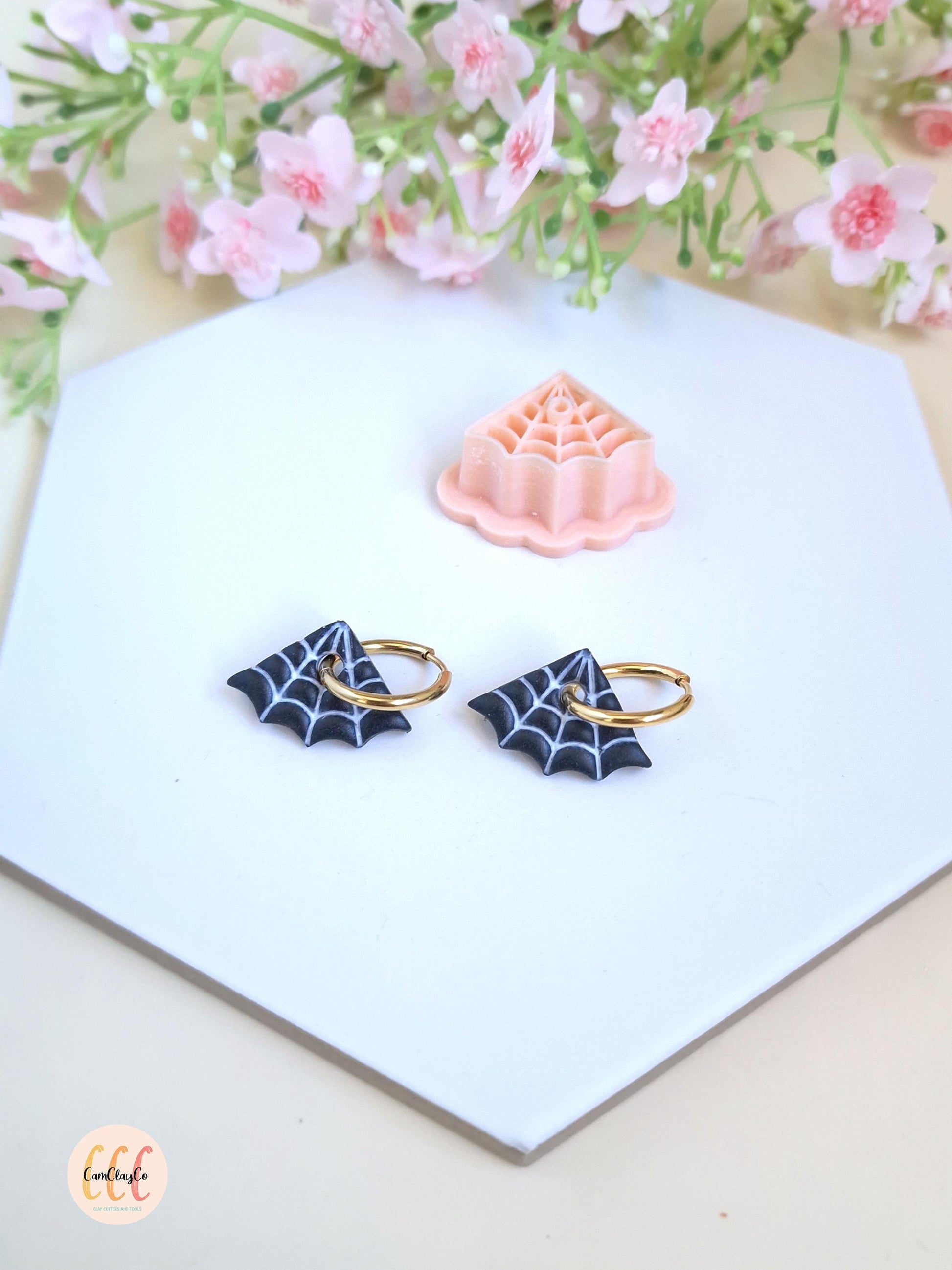 Emporte-pièces 3D en forme de toile d'araignée pour la fabrication de bijoux en argile polymère, pampilles créoles interchangeables