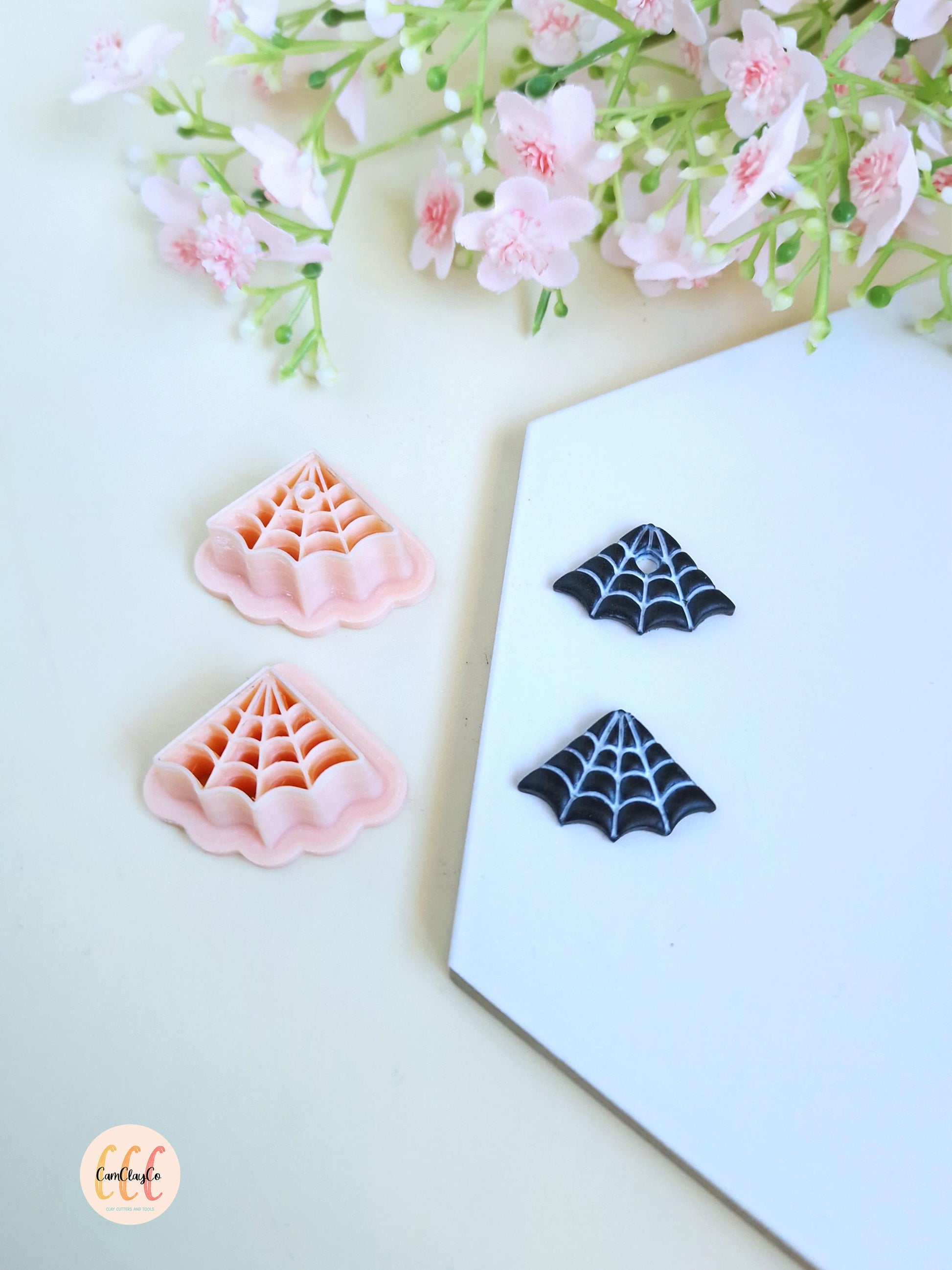 Emporte-pièces 3D en forme de toile d'araignée pour la fabrication de bijoux en argile polymère, pampilles créoles interchangeables