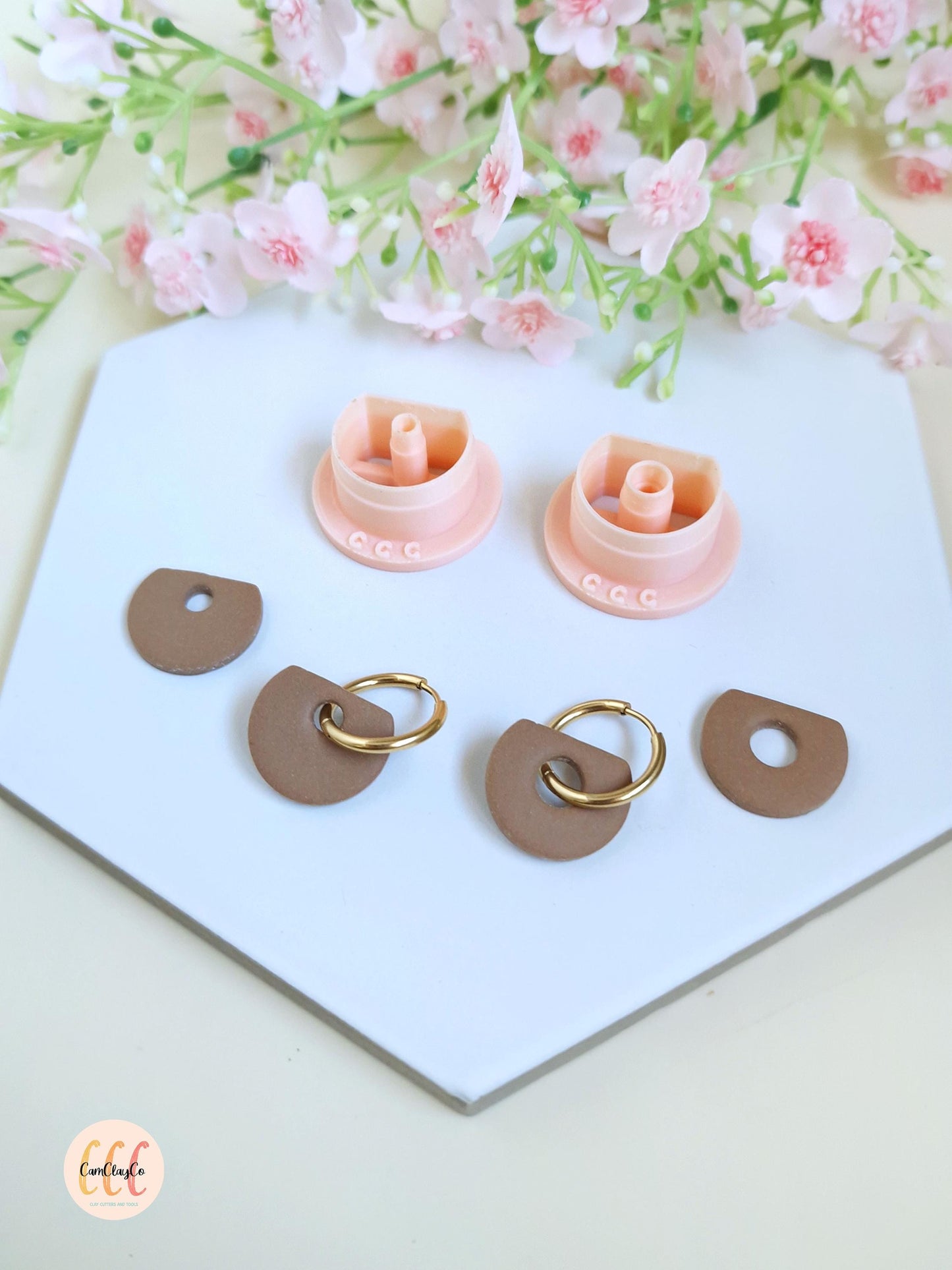 Emporte-pièces 3D en forme de demis-cercles pour la fabrication de bijoux en argile polymère, pampilles créoles interchangeables