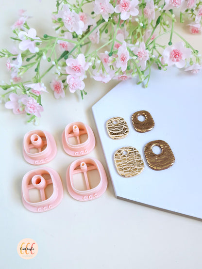 Emporte-pièces 3D en forme de rectangles très arrondis pour la fabrication de bijoux en argile polymère, pampilles créoles interchangeables