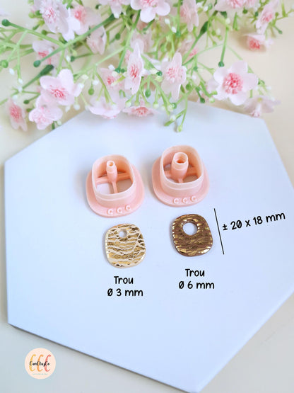 Emporte-pièces 3D en forme de rectangles très arrondis pour la fabrication de bijoux en argile polymère, pampilles créoles interchangeables