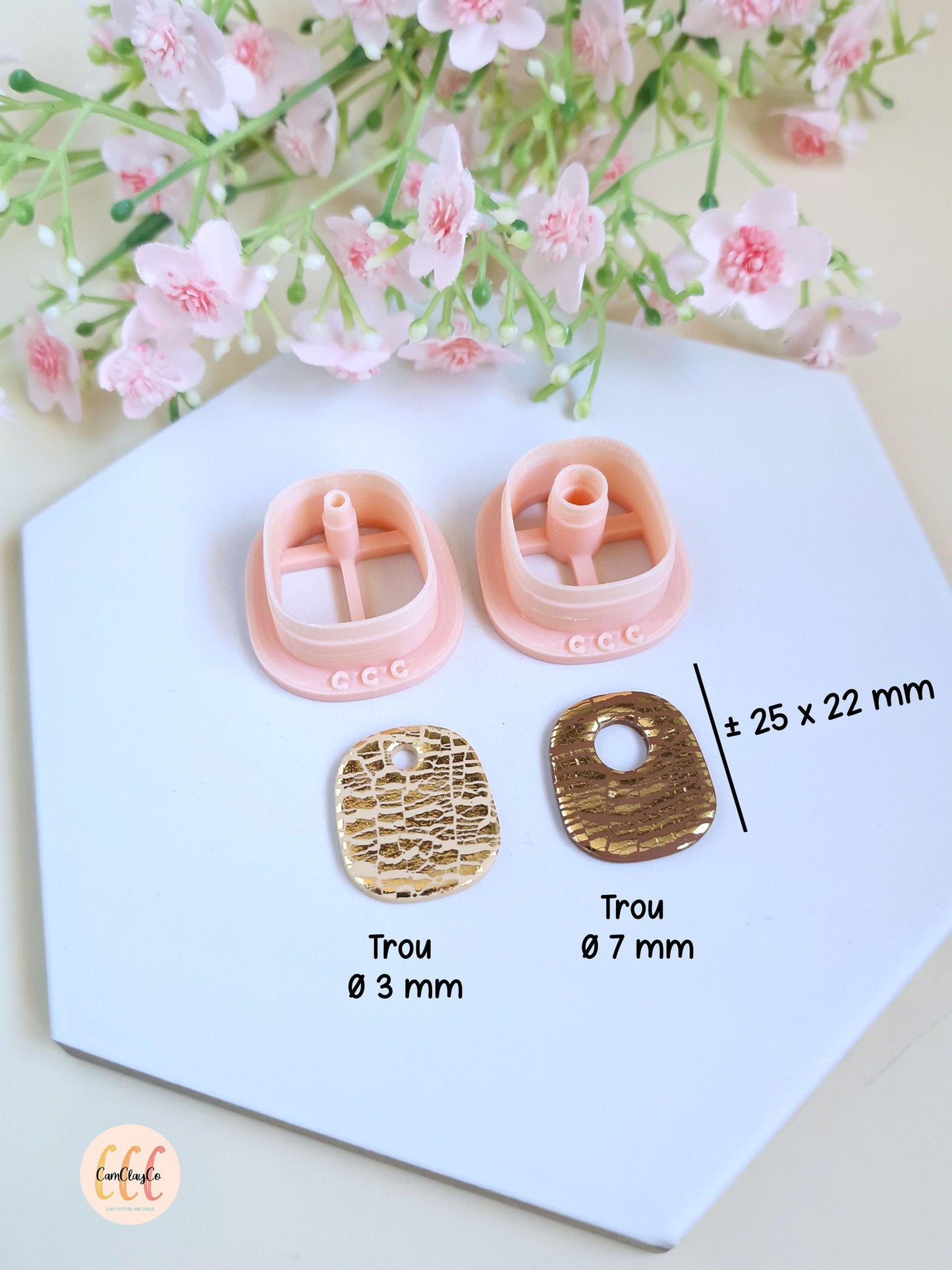 Emporte-pièces 3D en forme de rectangles très arrondis pour la fabrication de bijoux en argile polymère, pampilles créoles interchangeables