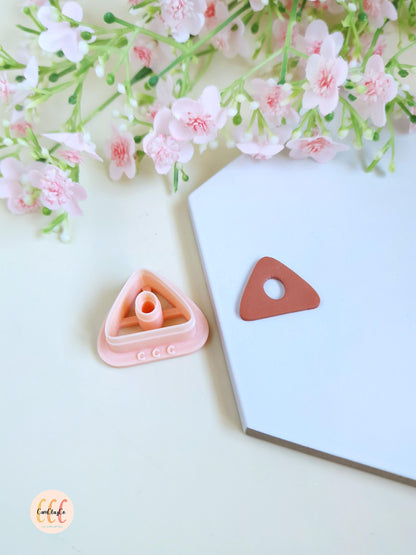 Emporte-pièce 3D en forme de triangle organique donut pour la fabrication de bijoux en argile polymère, pampilles créoles interchangeables