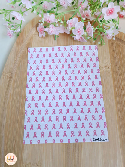 Feuille de transfert soluble à l'eau pour la fabrication de bijoux en argile polymère - Octobre rose 05